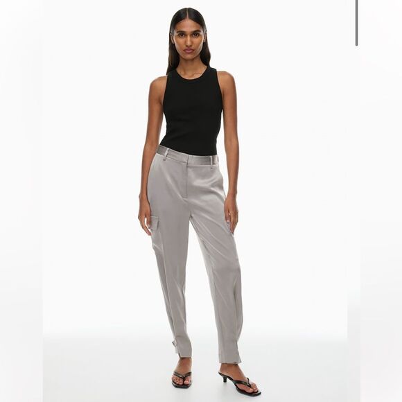 Aritzia Babaton Refined Satin Cargo Pant in Ashen - Picture 1 of 12
